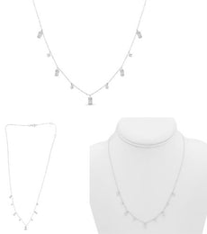 .33CT DIAMOND 14KT WHITE GOLD 3D ROUND & BAGUETTE CIRCLE OF LIFE LOVE NECKLACE