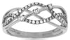 ESTATE .22CT DIAMOND 14KT WHITE GOLD 3D CLASSIC THREE STONE INFINITY LOVE RING