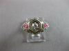 ANTIQUE ART DECO .16CT OLD MINE DIAMOND & AAA RUBY 18K WHITE GOLD 3D RING #27470