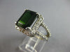 LARGE 5.15CT DIAMOND & AAA GREEN TOURMALINE 14KT WHITE GOLD HALO ENGAGEMENT RING
