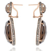 44.43CT WHITE & MOCHA DIAMOND & AAA SMOKY TOPAZ 14KT ROSE GOLD HANGING EARRINGS