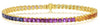9.26CT AAA MULTI COLOR SAPPHIRE 14K YELLOW GOLD PRINCESS RAINBOW TENNIS BRACELET