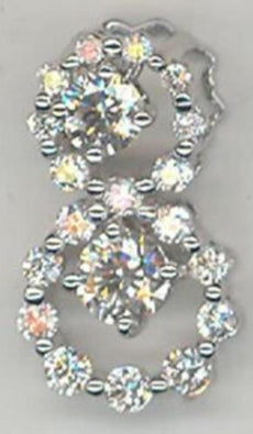 .80CT DIAMOND 14KT WHITE GOLD 3D SOLITAIRE DOUBLE FLOWER LOVE FLOATING PENDANT