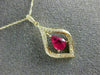 ESTATE .34CT DIAMOND & AAA RUBY 14K YELLOW GOLD CLASSIC TEAR DROP LEAF PENDANT|C5993R-1