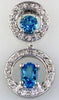 1.12CT DIAMOND & AAA BLUE TOPAZ 14K WHITE GOLD OVAL & ROUND FUN FLOATING PENDANT