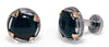 AAA CABOCHON HAWK EYE 18KT YELLOW GOLD & 925 SILVER FILIGREE CIRCULAR CUFFLINKS