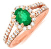 1.45CT DIAMOND & AAA EMERALD 14KT ROSE GOLD CLASSIC HALO FLOWER ENGAGEMENT RING