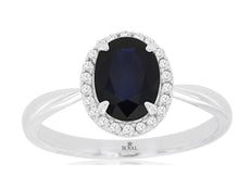 1.59CT DIAMOND & AAA SAPPHIRE 14KT WHITE GOLD CLASSIC OVAL HALO ENGAGEMENT RING