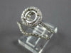 ESTATE .90CT DIAMOND 14K WHITE GOLD 3D ROUND HALO SEMI MOUNT ENGAGEMENT RING SET