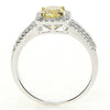 1.35CT WHITE & FANCY YELLOW DIAMOND 18KT 2 TONE GOLD 3D CUSHION ENGAGEMENT RING
