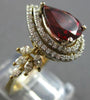 LARGE 5.20CT DIAMOND & AAA GARNET 14K YELLOW GOLD 3D DOUBLE HALO ENGAGEMENT RING