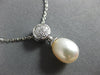 ESTATE .17CT DIAMOND & AAA SOUTH SEA PEARL 18K WHITE GOLD 3D DROP PENDANT #11930