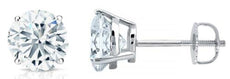 ESTATE 1.70CT DIAMOND 14KT WHITE GOLD SOLITAIRE 4 PRONG SCREWBACK STUD EARRINGS