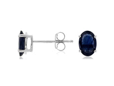 ESTATE 2.0CT AAA SAPPHIRE 14KT WHITE GOLD 3D CLASSIC OVAL 4 PRONG STUD EARRINGS