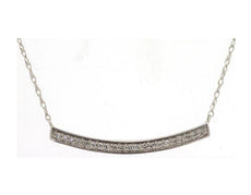 ESTATE .10CT DIAMOND 14KT WHITE GOLD 3D CLASSIC ROUND PAVE CHANNEL BAR NECKLACE