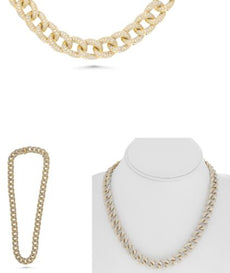 19.50CT DIAMOND 14KT YELLOW GOLD 3D ROUND CLASSIC CUBAN ETERNITY TENNIS NECKLACE