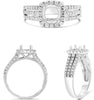 ESTATE .82CT DIAMOND 14K WHITE GOLD ROUND SQUARE HALO SEMI MOUNT ENGAGEMENT RING