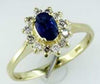 1.05CT DIAMOND & AAA SAPPHIRE 14KT YELLOW GOLD 3D OVAL & ROUND FLOWER FUN RING