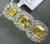 ESTATE 1.68CT WHITE & FANCY YELLOW DIAMOND 18KT 2 TONE GOLD HALO 3 STONE PENDANT