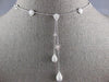 1.27CT DIAMOND 18KT WHITE GOLD FLOWER TEAR DROP LARIAT CHANDELIER LOVE NECKLACE