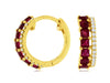 .96CT DIAMOND & AAA RUBY 14K YELLOW GOLD ROUND & PRINCESS 2 ROW HANGING EARRINGS