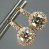 .32CT DIAMOND 14KT ROSE GOLD 3D SOLITAIRE HALO LEVERBACK FLOWER HANGING EARRINGS