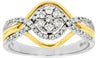 ESTATE .38CT DIAMOND 14K 2 TONE GOLD ROUND FLOWER CRISS CROSS INFINITY LOVE RING