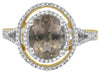 2.70CT DIAMOND & AAA SMOKY TOPAZ 14KT 2 TONE GOLD OVAL & ROUND DOUBLE HALO RING