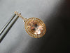 2.33CT DIAMOND & AAA MORGANITE 14KT ROSE GOLD OVAL & ROUND HALO HANGING EARRINGS
