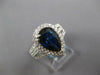 LARGE 3.4CT DIAMOND & AAA SAPPHIRE 14KT WHITE GOLD 3D PEAR SHAPE ENGAGEMENT RING