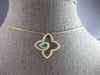 .22CT DIAMOND & AAA EMERALD 14KT YELLOW GOLD 3D OPEN STAR FLOWER LOVE NECKLACE