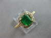 ESTATE 1.75CT DIAMOND & AAA EMERALD 14KT YELLOW GOLD SQUARE HALO ENGAGEMENT RING