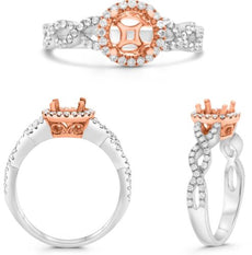 .40CT DIAMOND 14KT WHITE & ROSE GOLD ROUND 4 PRONG HALO INFINITY ENGAGEMENT RING