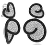 17.35CT WHITE & BLACK DIAMOND 18KT WHITE GOLD DOUBLE HEART LOVE HANGING EARRINGS