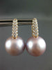 LARGE .61CT DIAMOND & AAA PINK SOUTH SEA PEARL 18K ROSE GOLD 3D HANGING EARRINGS