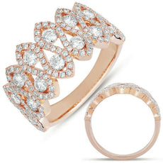 1.22CT DIAMOND 14KT ROSE GOLD MULTI ROW CRISS CROSS ETOILE FUN ANNIVERSARY RING