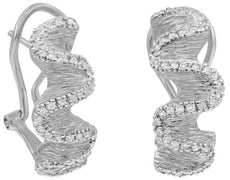 .33CT DIAMOND 14KT WHITE GOLD CLASSIC DOUBLE SWIRL FUN CLIP ON HANGING EARRINGS