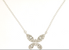 ESTATE .15CT DIAMOND 14K WHITE GOLD 3D ROUND & BAGUETTE BUTTERFLY LOVE NECKLACE