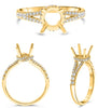 ESTATE .32CT DIAMOND 14K YELLOW GOLD ROUND 4 PRONG SEMI ETERNITY SEMI MOUNT RING
