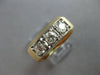 ESTATE .75CT DIAMOND 14KT 2 TONE GOLD THREE STONE MATTE & SHINY MENS RING #27728