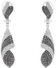 LARGE 3.37CT WHITE & BLACK DIAMOND 18KT WHITE GOLD 3D MULTI ROW HANGING EARRINGS