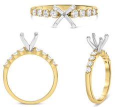 .43CT DIAMOND 14KT TWO TONE GOLD 3D ROUND CLASSIC 4 PRONG SEMI ETERNITY RING