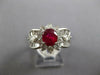 ESTATE 1.96CT DIAMOND & AAA RUBY PLATINUM 3D MULTI SHAPE FLOWER ENGAGEMENT RING