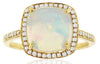 2.8CT DIAMOND & AAA OPAL 14K YELLOW GOLD 3D CUSHION & ROUND SQUARE HALO FUN RING