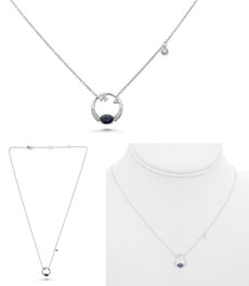 .45CT DIAMOND & AAA SAPPHIRE 14KT WHITE GOLD OVAL & ROUND BY THE YARD NECKLACE