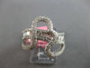 ESTATE WIDE .87CT DIAMOND 18KT WHITE GOLD ROUND & BAGUETTE HEART SHAPE LOVE RING