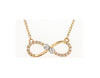 ESTATE .10CT DIAMOND 14KT YELLOW GOLD 3D CLASSIC 2 STONE INFINITY LOVE NECKLACE