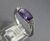 1.04CT DIAMOND & AAA AMETHYST 14KT WHITE GOLD 3D CUSHION & ROUND SEMI MOON RING