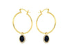 1.43CT DIAMOND & AAA SAPPHIRE 14KT YELLOW GOLD OVAL FLOWER HOOP HANGING EARRINGS