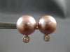 LARGE .18CT DIAMOND & AAA PINK SOUTH SEA PEARL 18KT ROSE GOLD SOLITAIRE EARRINGS
